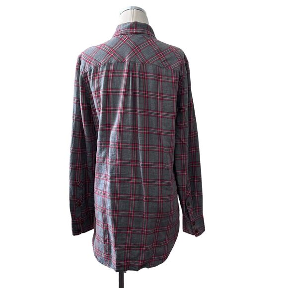 J Crew Plaid Long Sleeve Button Down Shirt Women 4T Gray Red - Picture 2 of 6